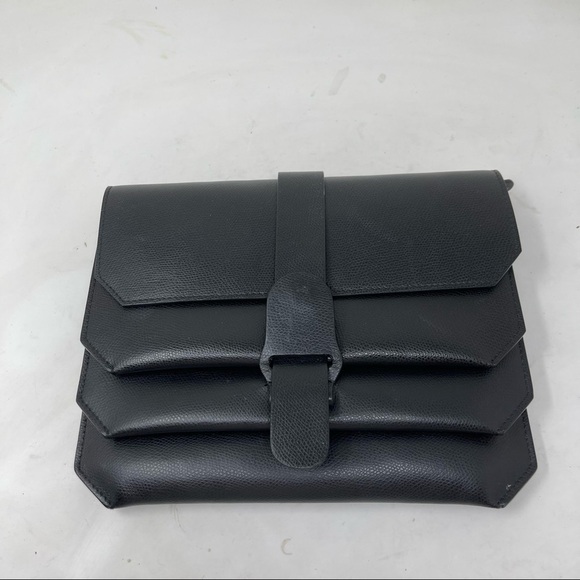 Senreve Black Leather Pebbled Convertible Belt Clutch Crossbody Bag - Picture 12 of 14